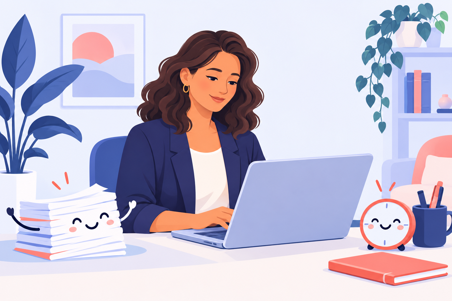 A therapist finishing documentation in a calm workspace.